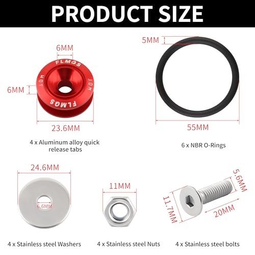 Universal Bumper Quick Release Kit, Front Rear quick release bumper 4set Red