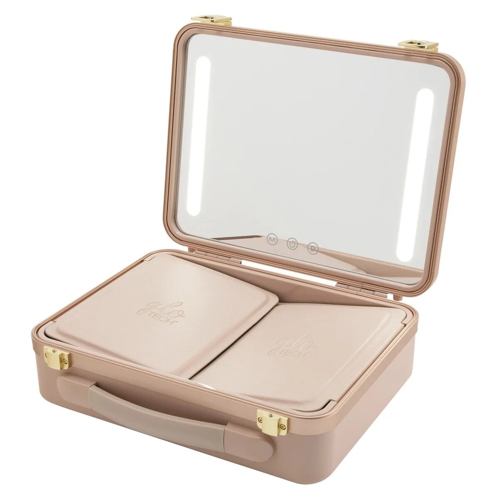 Glo Tech Beauty Case With LED Mirror - Pink - Open box