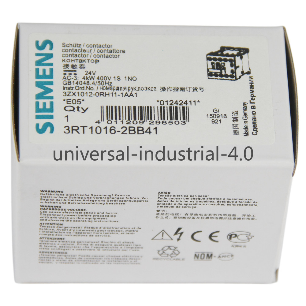 New SIEMENS 3RT1016-2BB41 PLC CONTACTOR 3-POLE 24VDC 9A AUXILIARY CONTACTS