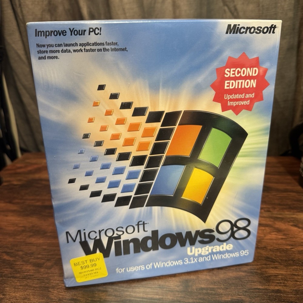 Microsoft Windows 98 Second Edition SE Upgrade – New Sealed – Vintage PC OS