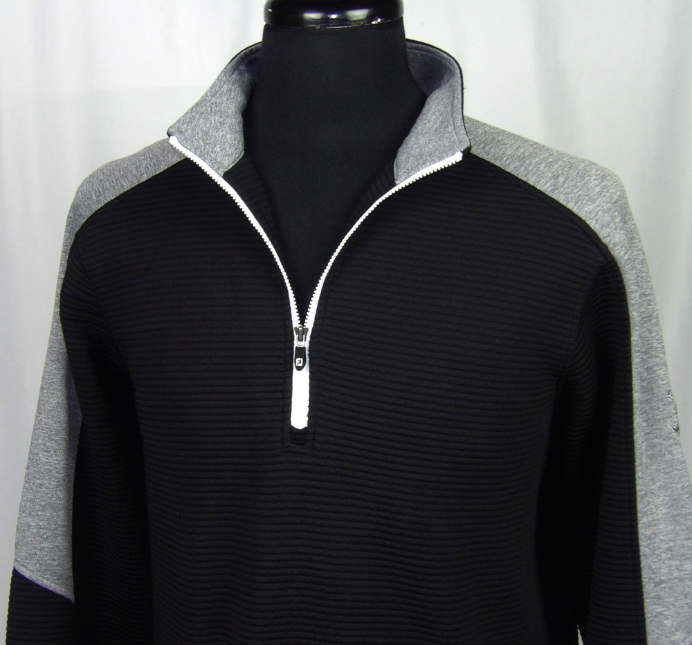 FootJoy Black Stretch Collared 1/4 Zip Performance Golf Jacket Men's Large