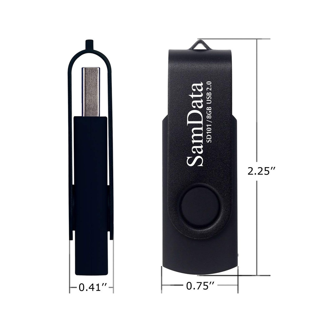SamData 8GB USB Flash Drives 2 Pack Thumb Memory 8GB, Black 8GB*2