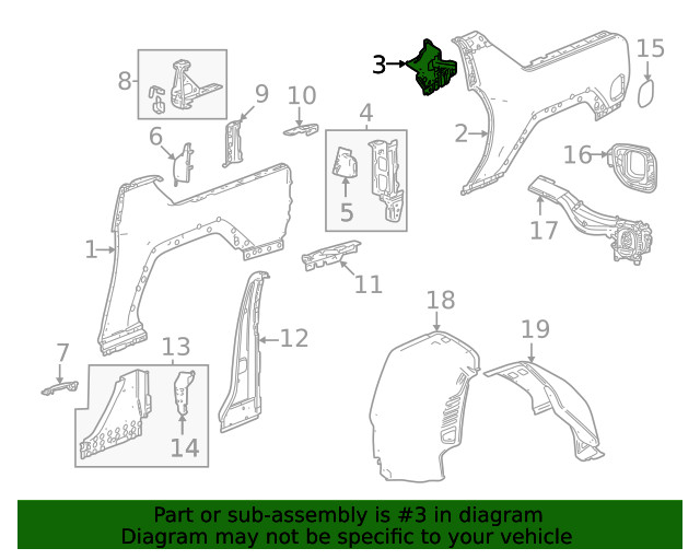 Genuine GM Quarter Panel Filler Panel 85725008