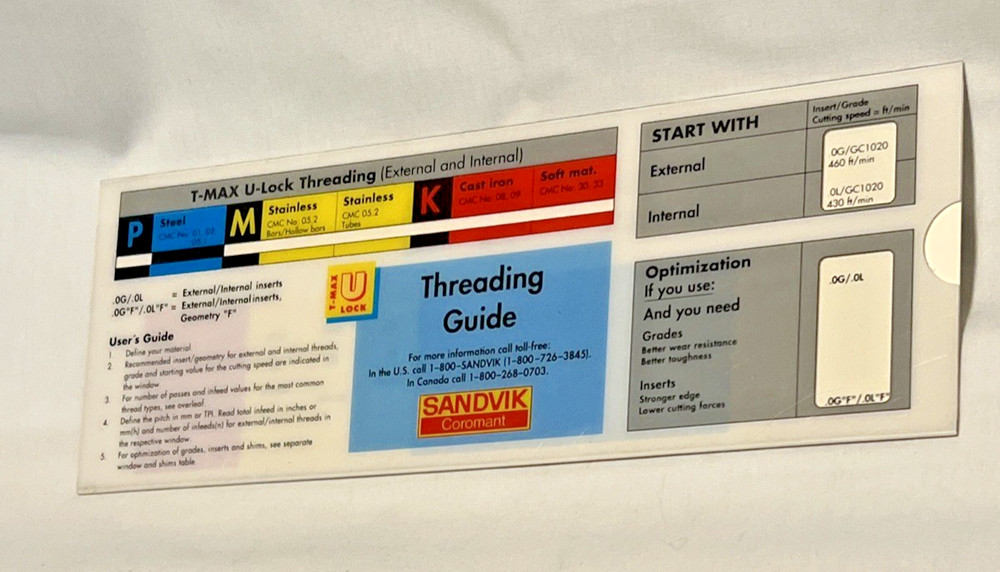 Sandvik Coromant Threading Guide Geometries Data Slide Card