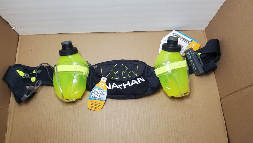 Nathan Hydration Adjustable Running Belt Trail Mix Plus Black / Lime Green - NWT