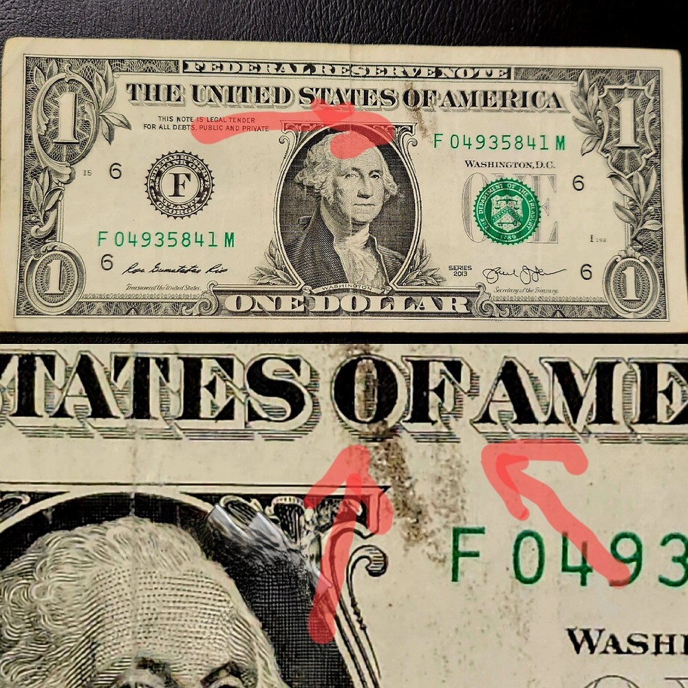 ERROR INK SMEAR 2013 $1 NOTE