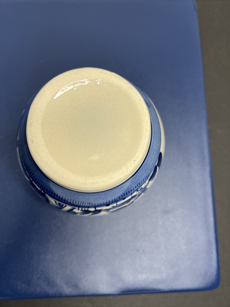 Blue & White Bulb Pot ~ Unmarked