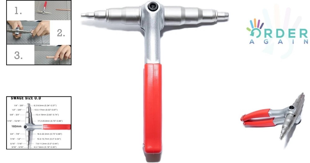 Copper Pipe Swaging Tool Stainless Steel HVAC Refrigerator Line Expander