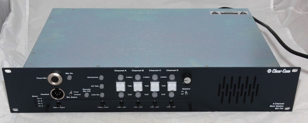 Clear-Com Clearcom 4CH 4 Channel Headset Main Station MS-704 Intercom Base 2RU