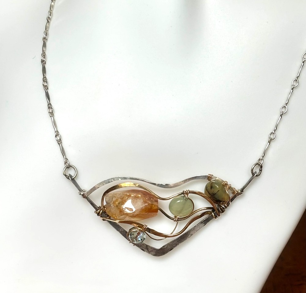 Gemstone Wedge Necklace 83015N
