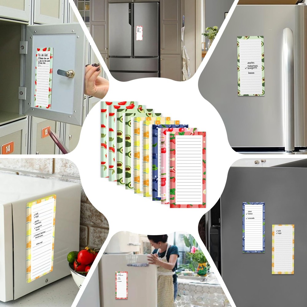 Joyberg 9 Pack Magnetic Notepads for Refrigerator Fruit Design 25 Sheets