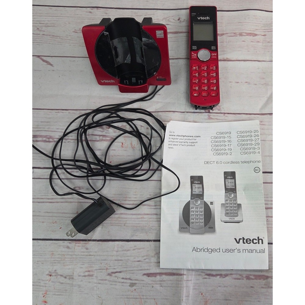 Red V Tech Phone Handset and Base