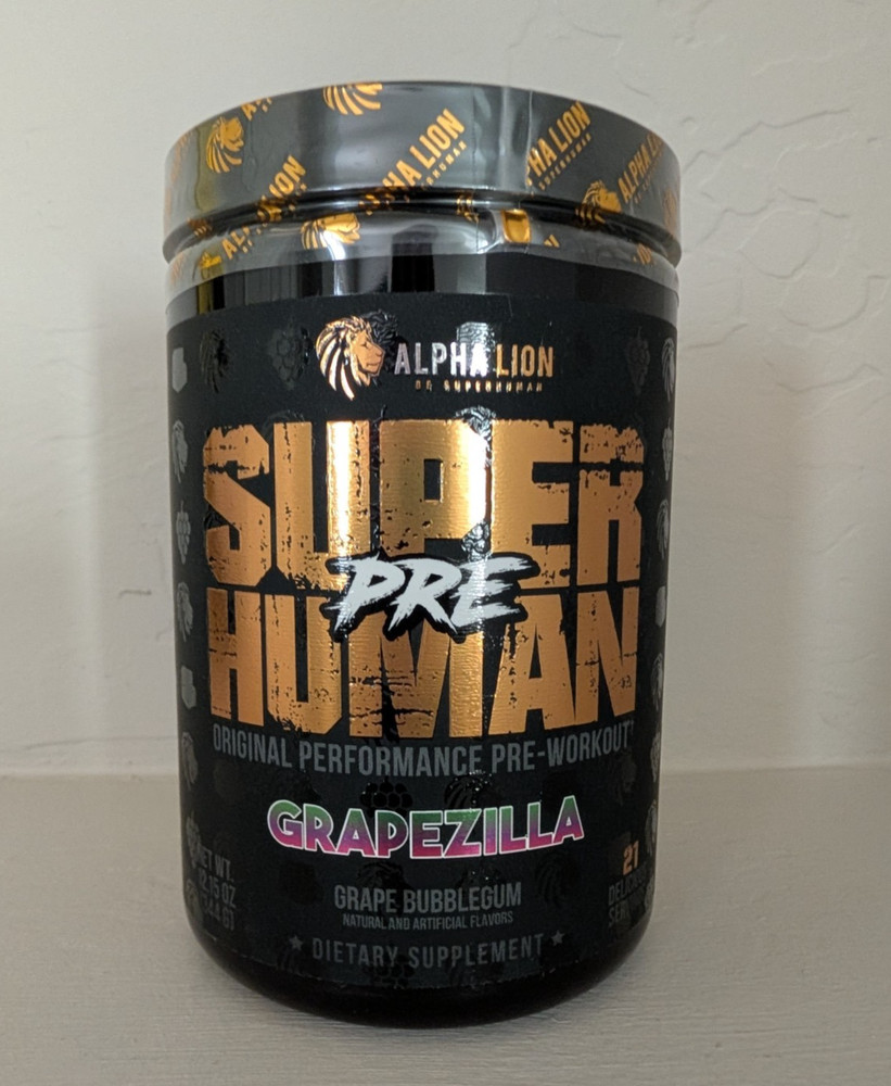 Alpha Lion Super Human Pre Workout Original Performance Grapezilla 21 Servings