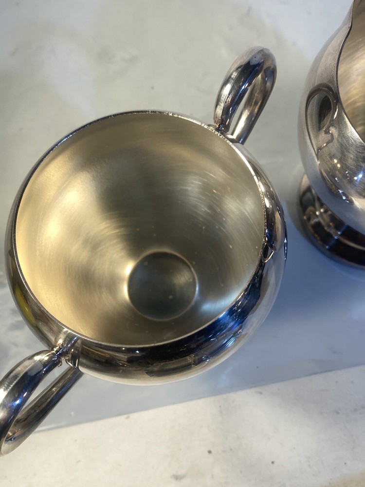 Blackington Creamer & Sugar Fine Silver Plate MCM