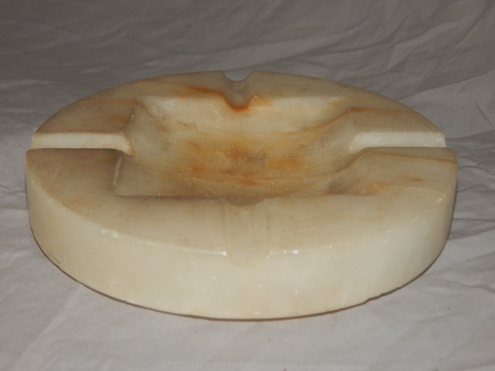 Vintage Round Marble Cigar Ashtray