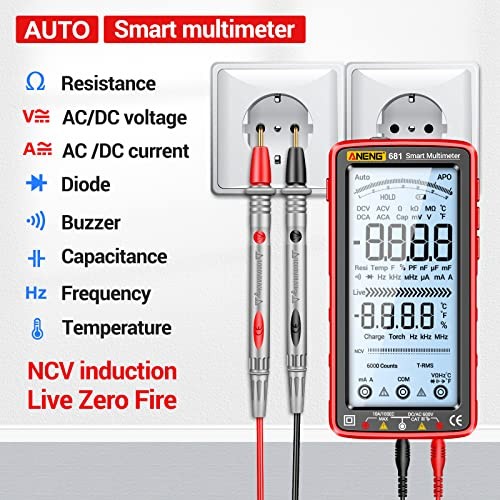 Digital Multimeter Tester Auto-Ranging TRMS 6000 Counts 681 Backlit Screen
