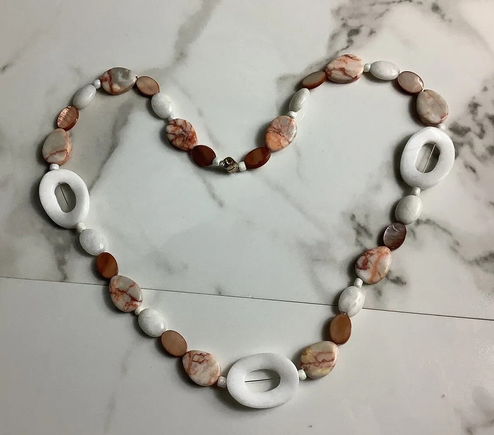 Handcrafted RED JASPER MARBLE Necklace | 24"