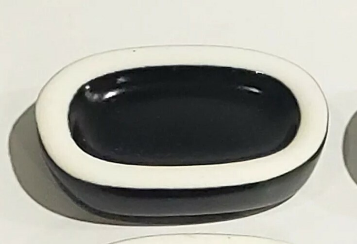 Alessi for Delta Chopstick Rest Ceramic black Glazed Indented