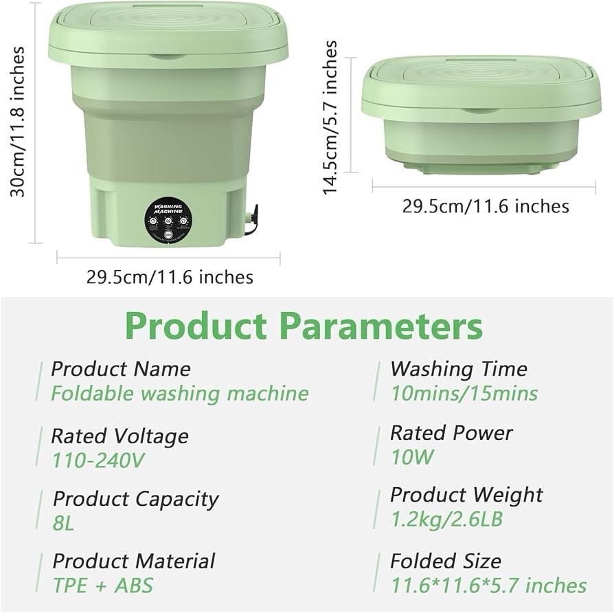 Mini Folding Washing Machine 8L/16L Portable Top-Loading Foldable Touch