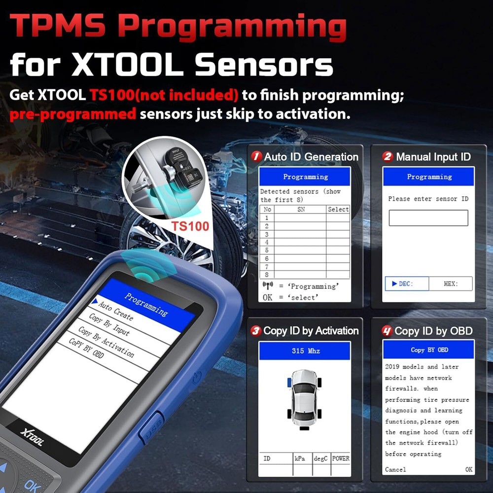 2025 XTOOL TP150 TPMS TS100 Programming Tool Tire Sensor Relearn/Reset/Activate