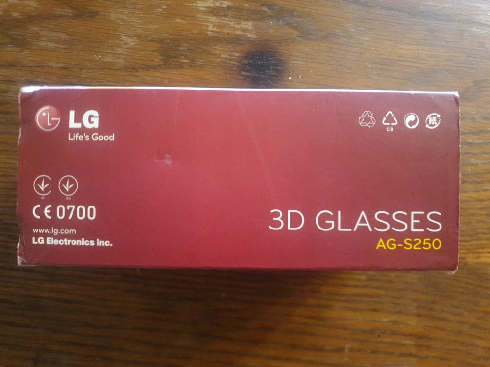 LG AG-S250 Active Shutter 3D Immersive Viewing Glasses : Unused