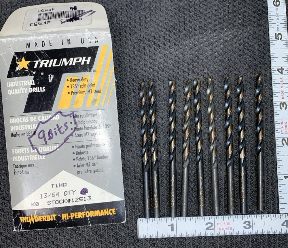13/64"  jobber drill bits  135point M7  9-pack   Drill Bits Triumph 4F553