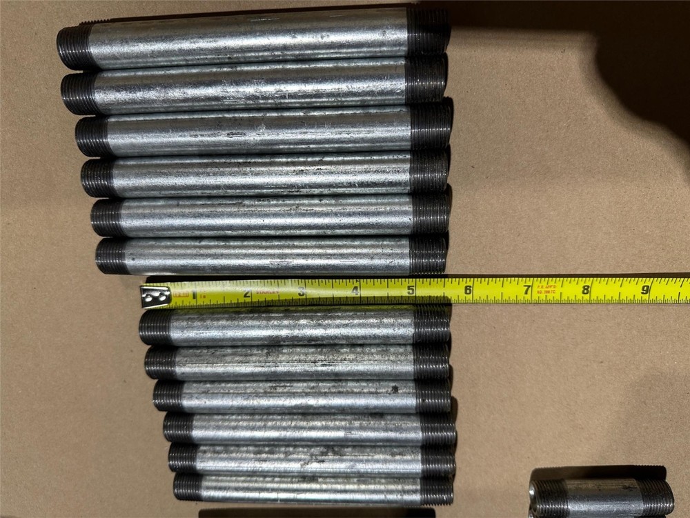 66x Pack Pipe Nipple Assorted Galvanized Steel 3/8" Dual Thread Multiple Sizes