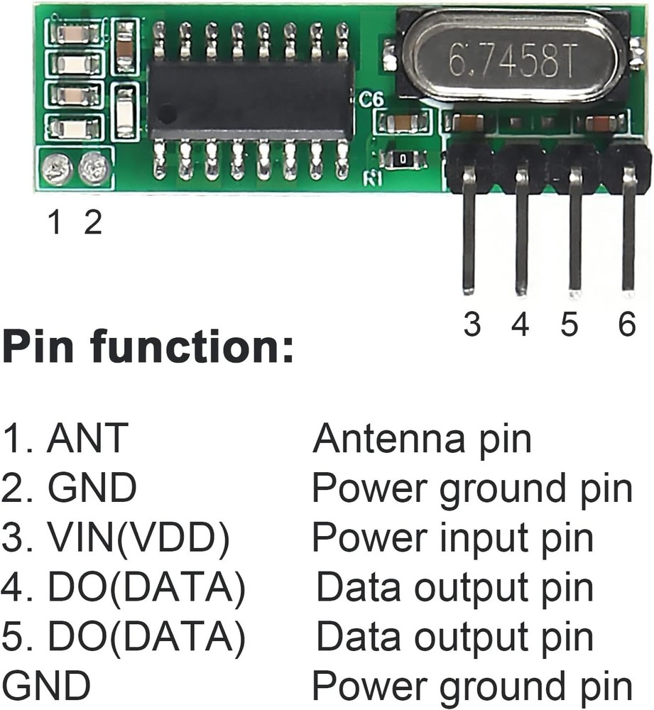 DIY 5pcs 433MHz Wireless RF Transmitter and Receiver Kit - Compact Metal Design