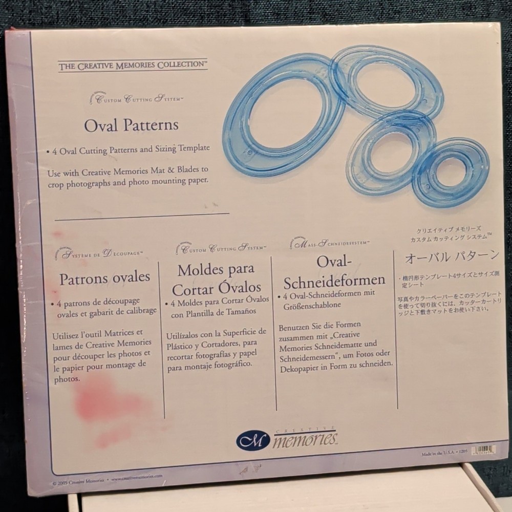 Creative Memories Custom Cutting System 4 Oval Patterns A33 Template Set SEALED