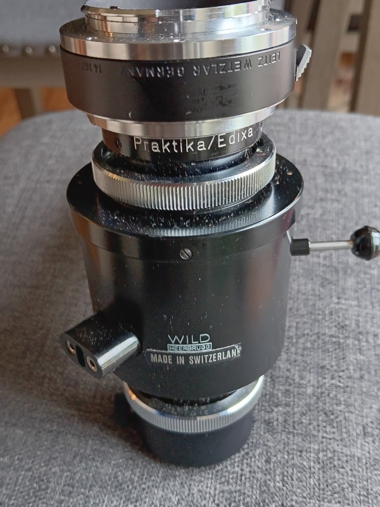 VINTAGE HEERBRUGG MICROSCOPE CAMERA ADAPTER ASSEMBLY WITH SHUTTER