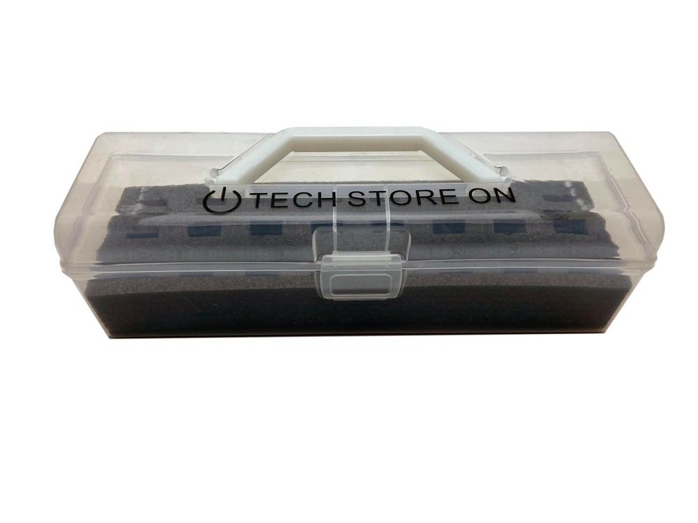 Portable USB Thumb Flash Drive Organizer Case - Plastic Carry Handle - 24 slots
