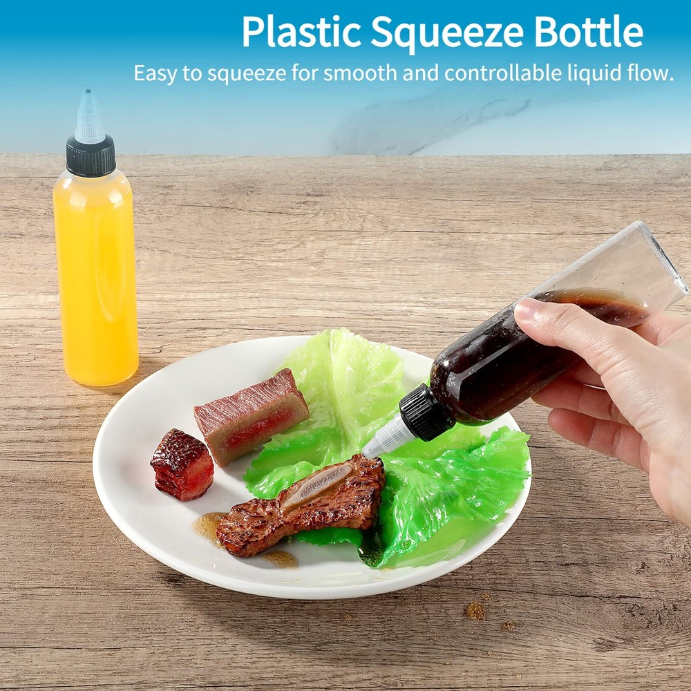 24 Pack 2oz Plastic Squeeze Bottles Mini Empty Squirt Bottle w/ Top Cap for Glue