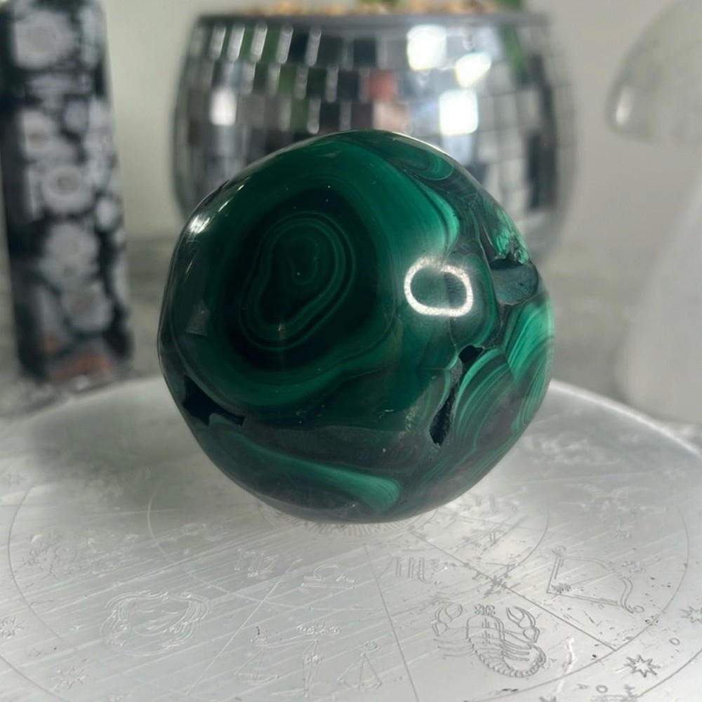 Elegant Green Malachite Sphere