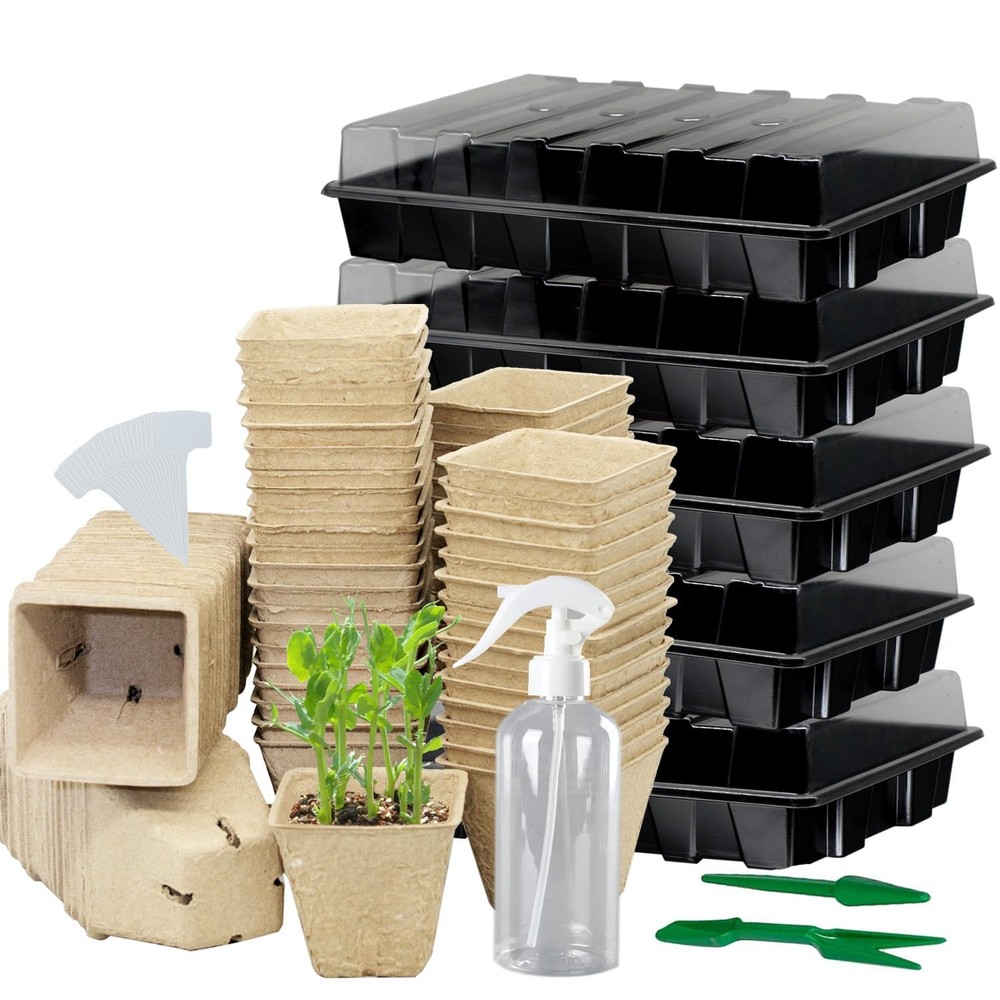 Seed Starter Kit with Peat Pots for Seedlings Seed Starter Tray, Including 10...