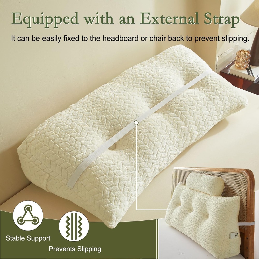 YOUR MOON Wedge Headboard Pillow Twin Size, Triangular Wedge Backrest Pillow ...