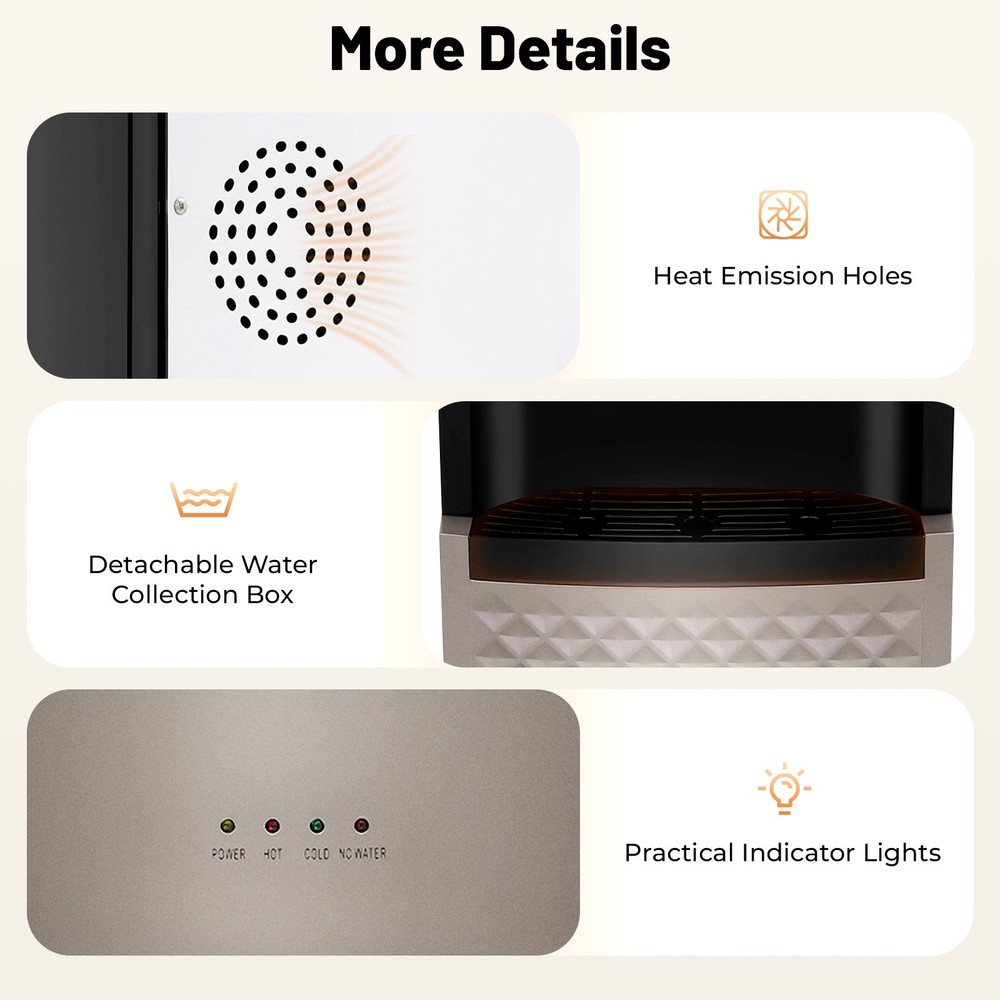 Bottom Load Water Cooler Dispenser With Safety Lock 3 Temperature Settings