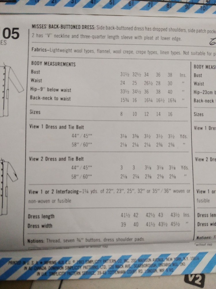 Dress Pullover Modest 12 Simplicity 6105 Sewing Pattern UC Button Back Hardwick