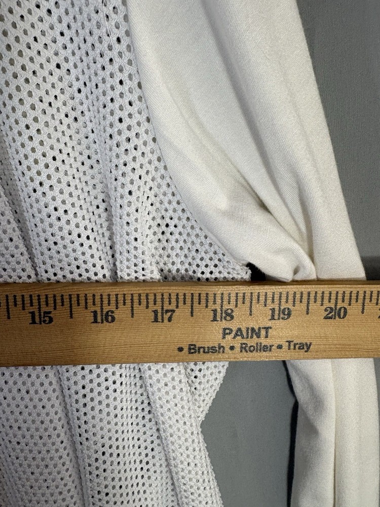 Sunny Leigh White Mesh Open Front Cardigan XS Draped Lightweight Boho Layer