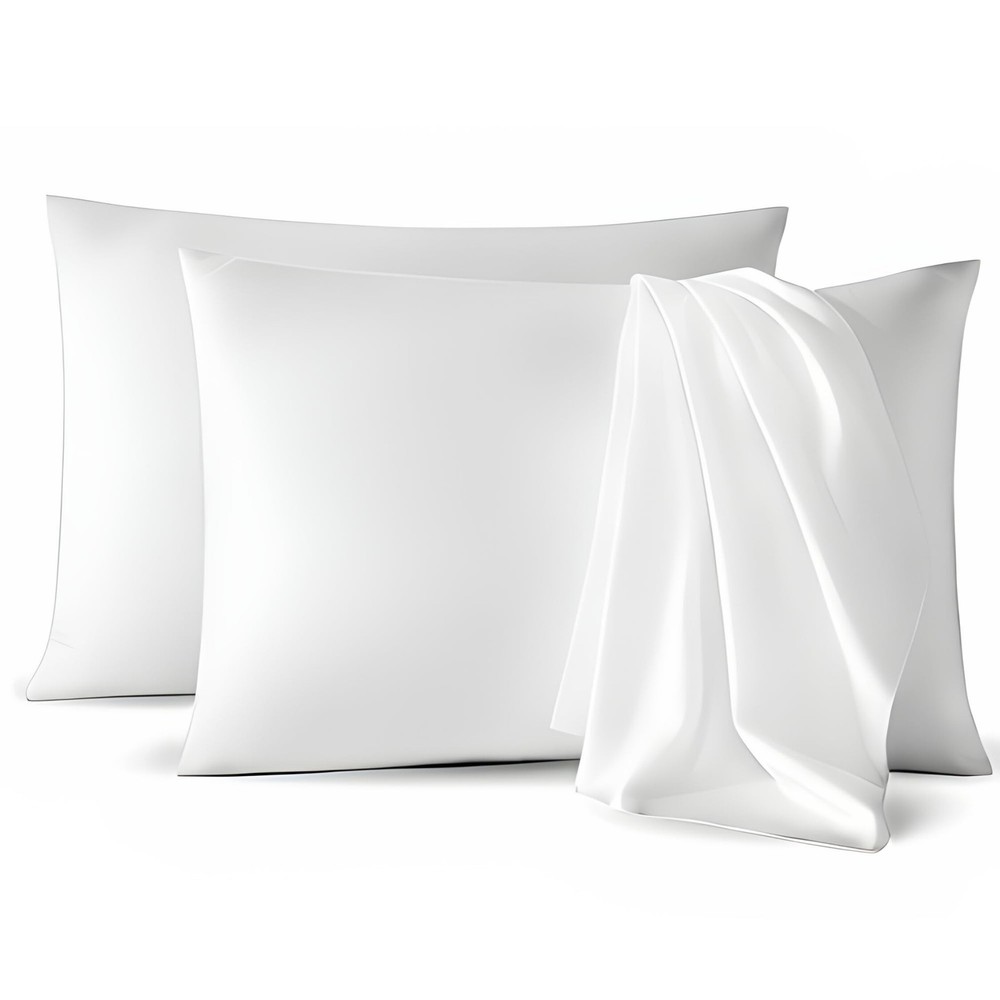 Micropuff Standard Size Pillow Cases, Open End - 4 Pack - Soft and Breathable...