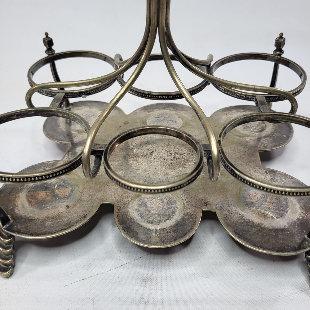 Vintage Silverplate Spice Rack Jar Caddy 6 Place Holder Serving Rack