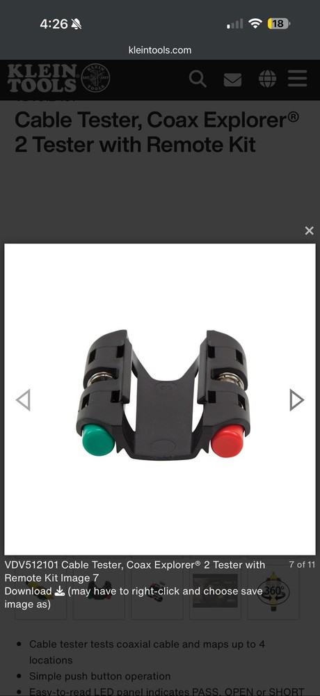 VDV512-101Cable Tester, Coax Explorer® 2 Tester with Remote Kit