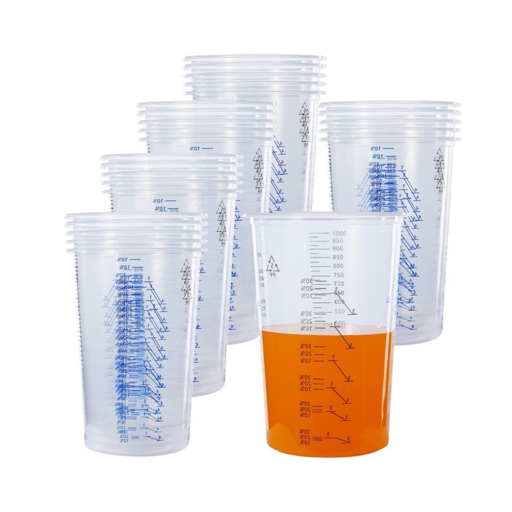 32oz.(1000ml) Disposable Flexible Clear Graduated Plastic Mixing Cups