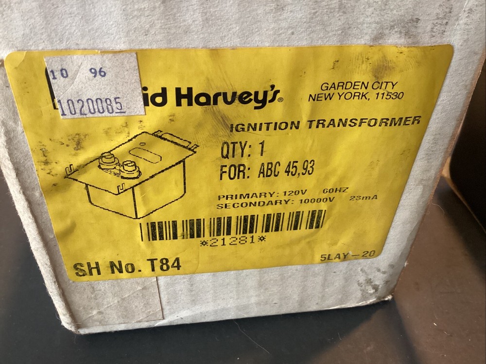 SID HARVEY T84 Ignition Transformer In Box Remanufactured Free Ship