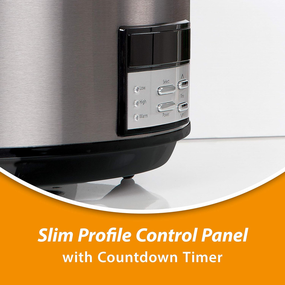 8-Quart Programmable Slow Cooker with Auto Warm, Black Stainless Steel