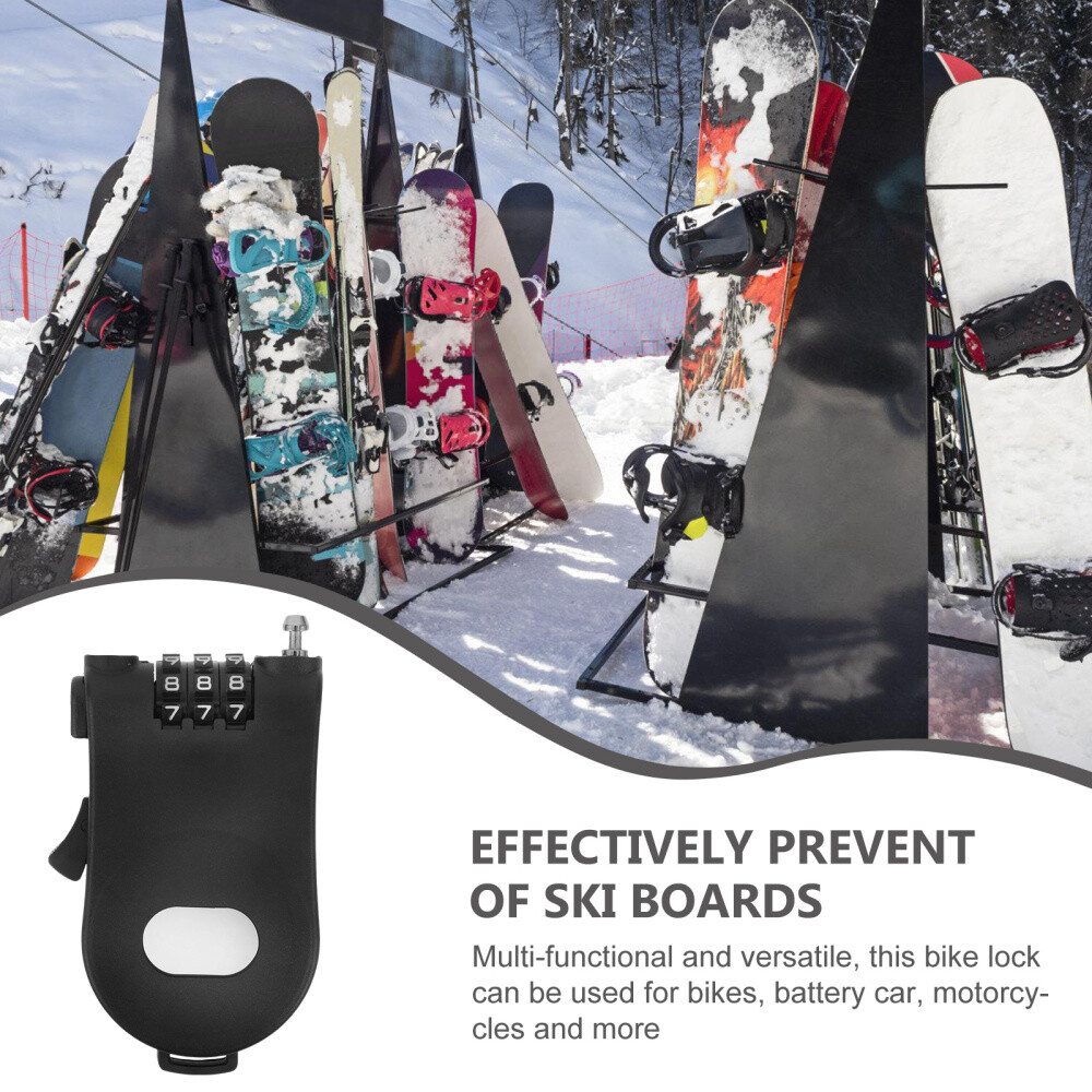 Compact Plastic Snowboard Lock with Anti-Lock Feature for Ski Board Safety UK