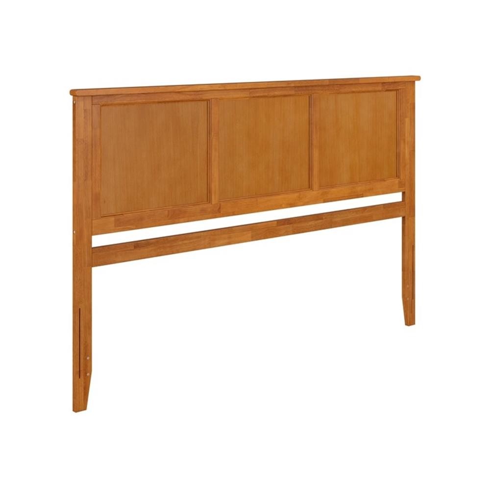 Pemberly Row King Contemporary Solid Wood Panel Headboard in Light Toffee