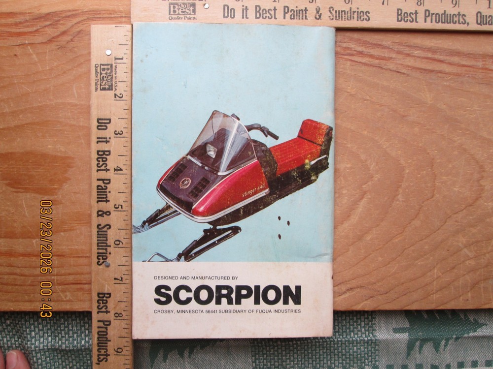 scorpion snowmobile Operator's Manual 1974