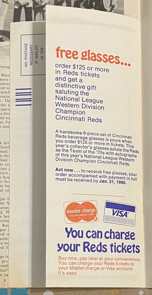 1979 REDS VUE VOL 2 NO 1 Mailer Program Cincinnati Reds With Ticket Order Form