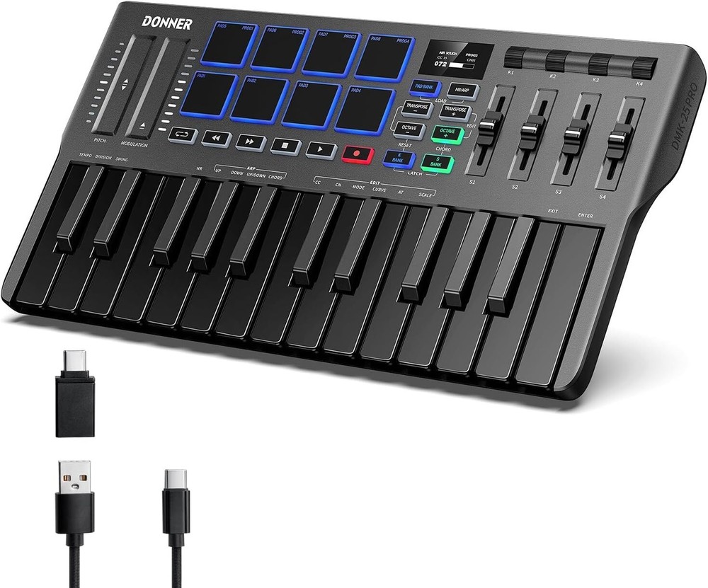 🎹 Donner DMK-25 Pro USB MIDI Keyboard Controller With Software & Online Course