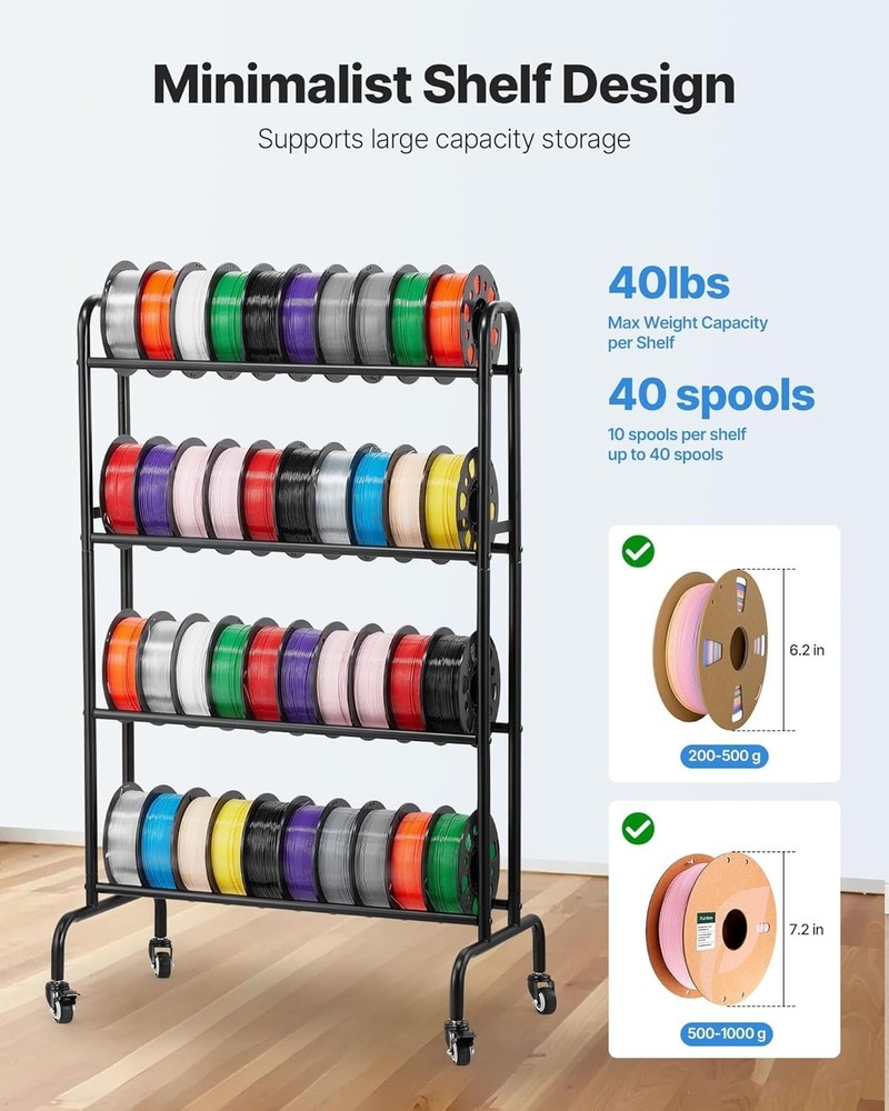 3D Printer Filament Storage Rack 4-Tier 3D Printer Stand with Storage